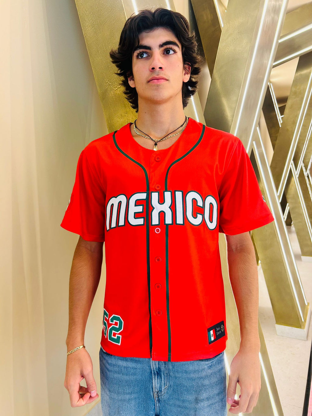 Mexico Red Baseball Jersey – Premium Unisex Jersey with Iconic Quetzalcoatl & Mexico Map
