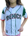 Mexico Kids Baseball Jersey – White #52 Jersey with Mexican Flag Eagle