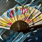 Miami Flamengo Folding Fan with Music Notes – Premium Nylon & Bamboo