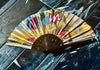 Miami Flamengo Folding Fan with Music Notes – Premium Nylon & Bamboo