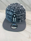 Puerto Rico Hat  TPU Black Flag Patch Snapback Adjustable Flat Brim Cap