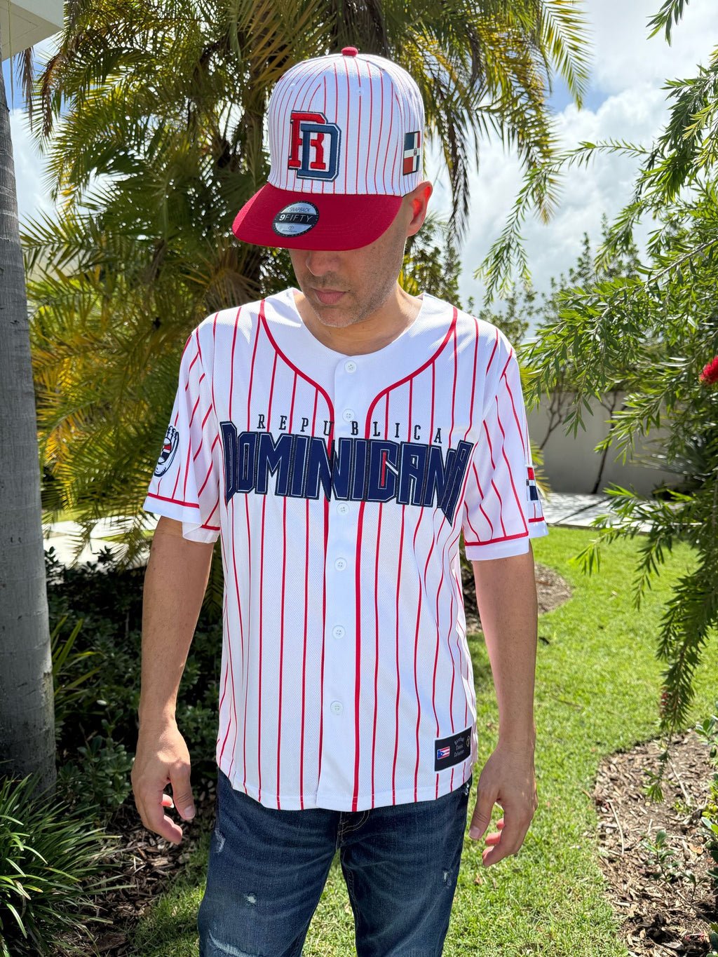 Dominican Republic Baseball Jersey - Coat of Arms Stripes Jersey