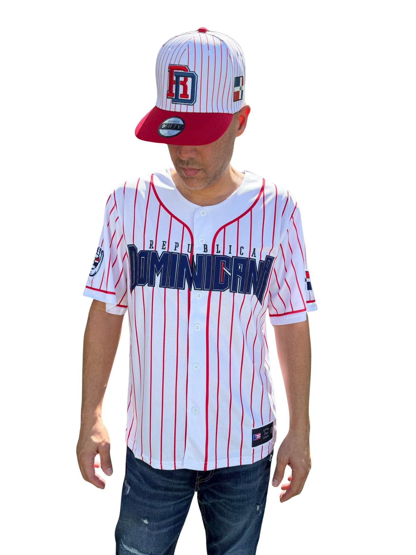Dominican Republic Coat of Arms Baseball Jersey - Premium Embroidered Stripes Jersey