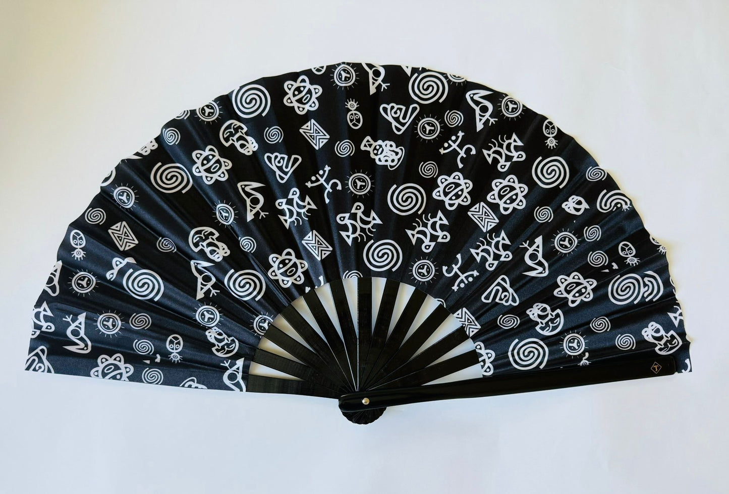 Rave Hand Fans – Large Bamboo Folding Fan with Loud Clack for Festivals, Pride, Summer & Drag Shows | Solid, Glitter, and Statement Designs TAINO SYMBOLS