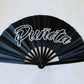 Rave Hand Fans – Large Bamboo Folding Fan with Loud Clack for Festivals, Pride, Summer & Drag Shows | Solid, Glitter, and Statement Designs PUNETA