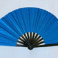 Glitter Folding Hand Fan – Strong Bamboo Frame with Loud Clack | Sparkly Festival Fan in BLUE