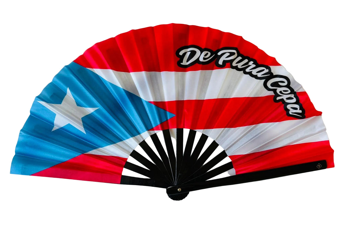 Puerto Rico De Pura Cepa Large Folding Fan – Bamboo Clack Hand Fan
