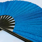 Glitter Folding Hand Fan – Strong Bamboo Frame with Loud Clack | Sparkly Festival Fan in BLUE