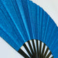 Glitter Folding Hand Fan – Strong Bamboo Frame with Loud Clack | Sparkly Festival Fan in BLUE