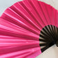 Rave Hand Fans – Large Bamboo Folding Fan with Loud Clack for Festivals, Pride, Summer & Drag Shows | Solid, Glitter, and Statement Designs PINK SOLID