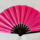 Rave Hand Fans – Large Bamboo Folding Fan with Loud Clack for Festivals, Pride, Summer & Drag Shows | Solid, Glitter, and Statement Designs PINK SOLID