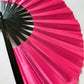 Rave Hand Fans – Large Bamboo Folding Fan with Loud Clack for Festivals, Pride, Summer & Drag Shows | Solid, Glitter, and Statement Designs PINK SOLID
