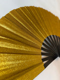 Gold Glitter Bamboo Folding Fan – Large Sparkly Clack Fan