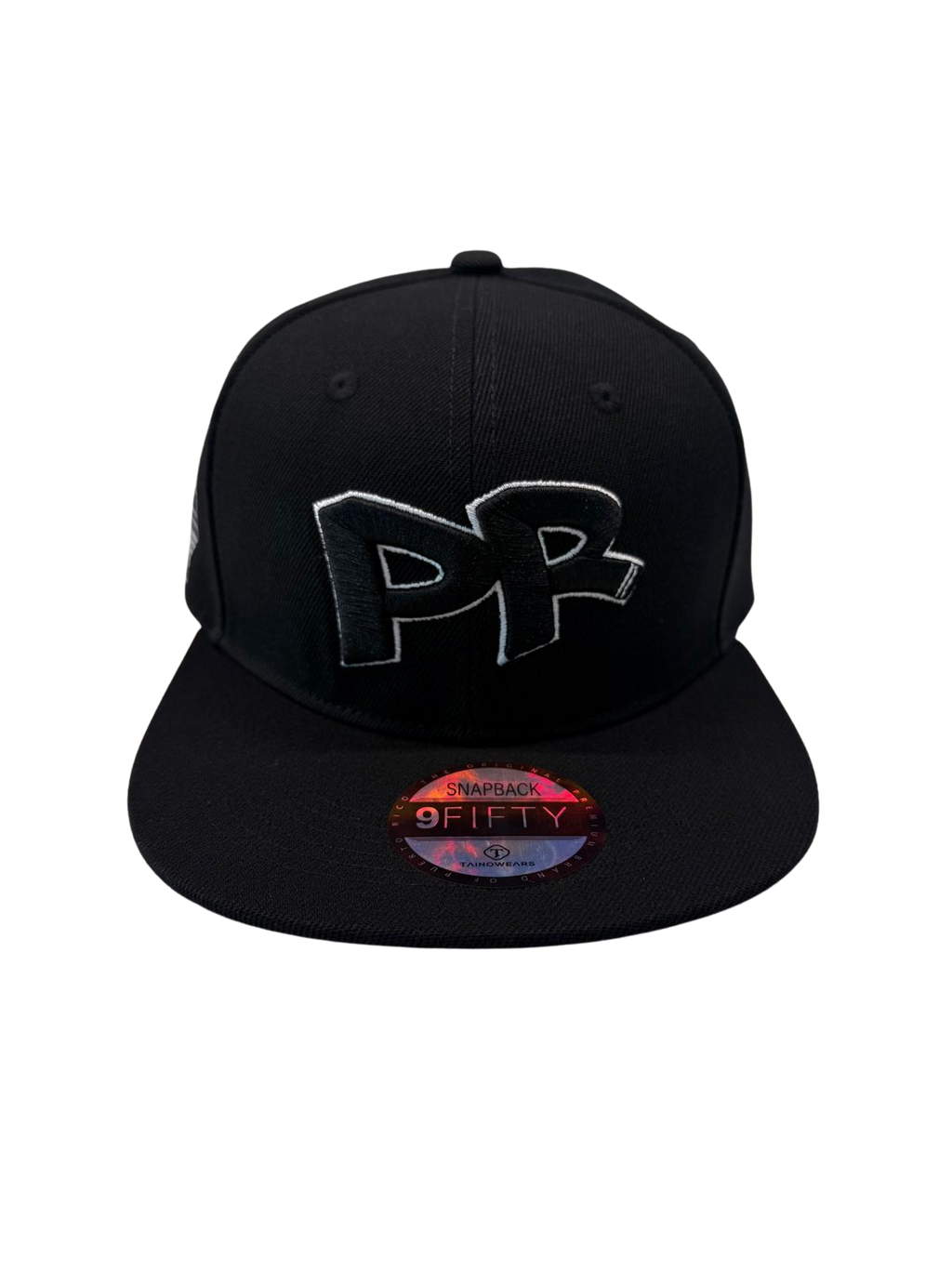 Puerto Rico PR black flat brim snapback hat with 5D embroidery