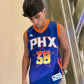 PHX 35 Basketball Jersey | Premium Blue Orange Sleeveless Sportswear