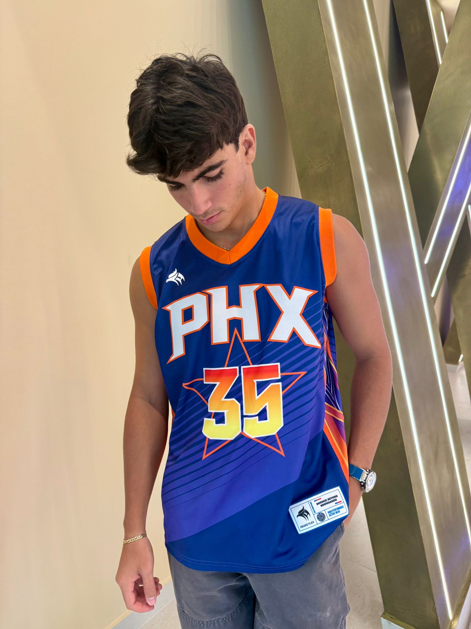 PHX 35 Basketball Jersey | Premium Blue Orange Sleeveless