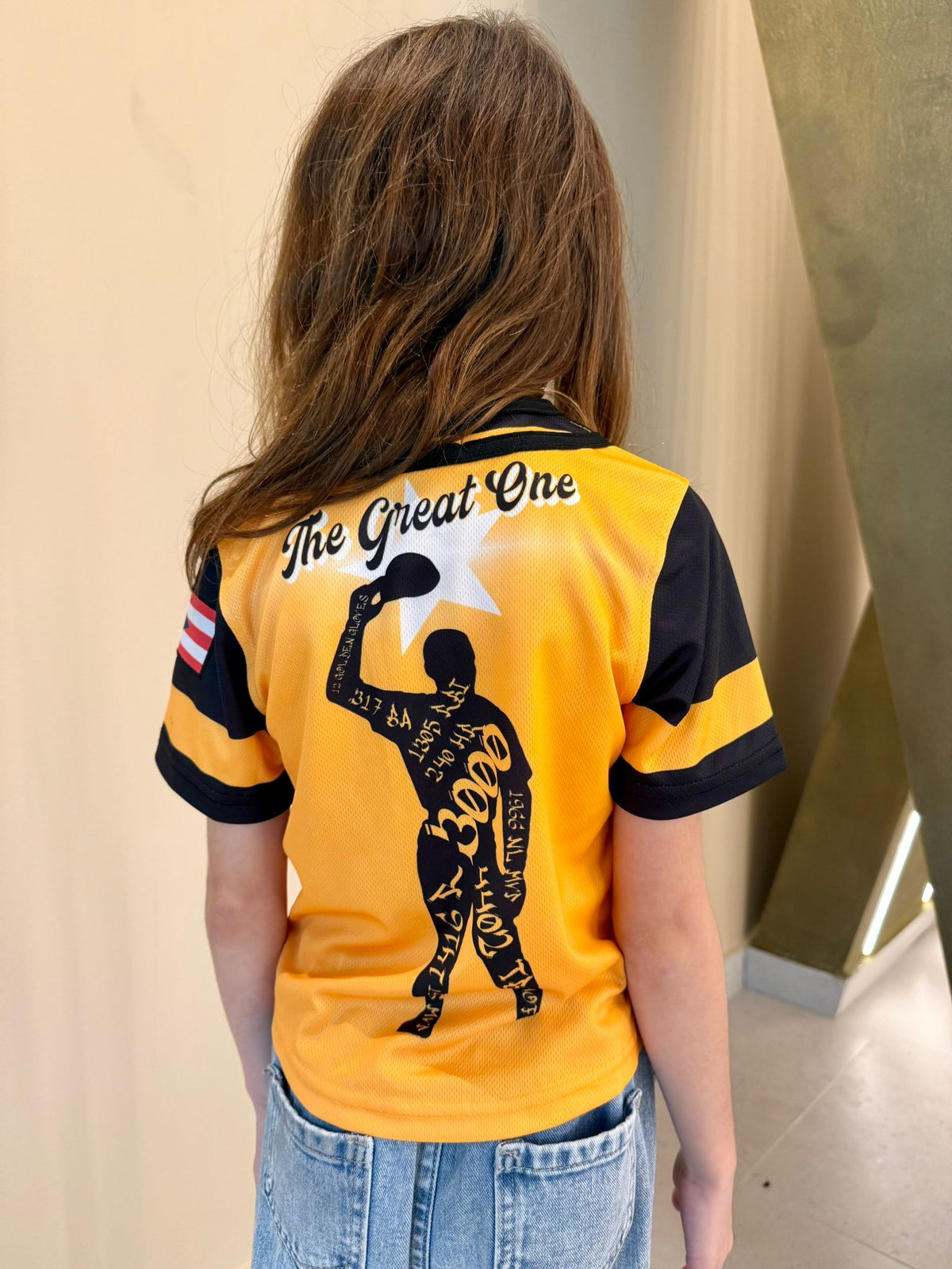 Puerto Rico Clemente Kids Baseball Jersey – Yellow Black #21 Youth Shirt