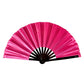 Rave Hand Fans – Large Bamboo Folding Fan with Loud Clack for Festivals, Pride, Summer & Drag Shows | Solid, Glitter, and Statement Designs PINK SOLID