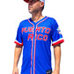 SerieDel Caribe  Baseball Jersey – Blue & Red Flag Design