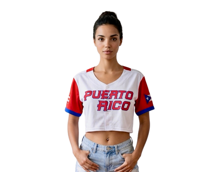 Boricua 21 Crop Top Jersey for Women – Puerto Rico Baseball Style Top