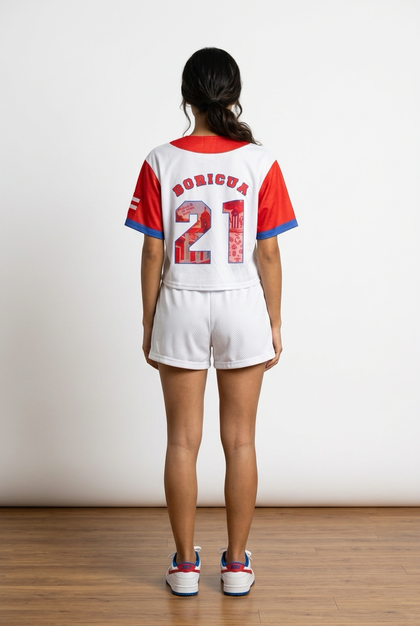 Boricua 21 Crop Top Jersey for Women – Puerto Rico Baseball Style Top