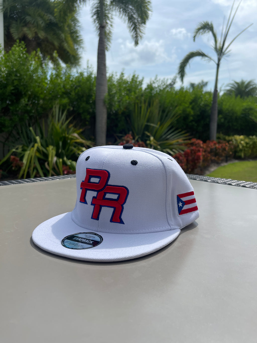 Puerto Rico PR White Flat Brim Snapback Hat – Embroidered Cotton Cap