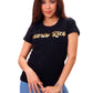 Women's Puerto Rico Black  T-Shirt – Gold vinyl  Design in Premium Peruvian Cotton