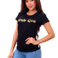Women's Puerto Rico Black  T-Shirt – Gold vinyl  Design in Premium Peruvian Cotton