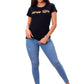 Women's Puerto Rico Black  T-Shirt – Gold vinyl  Design in Premium Peruvian Cotton