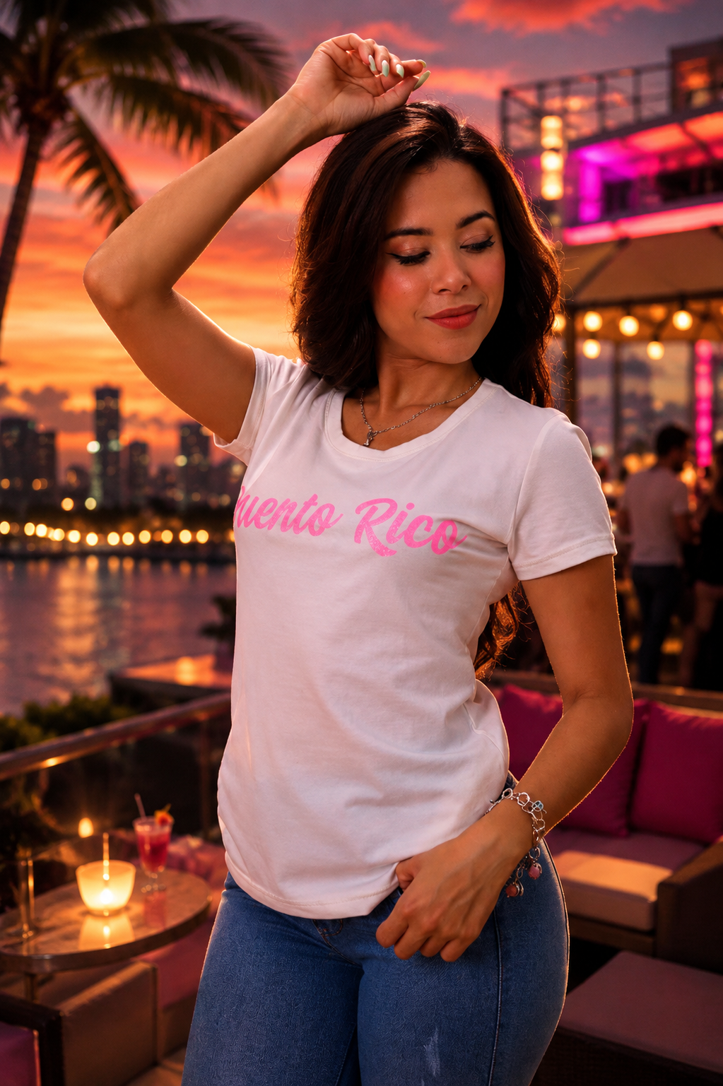 Puerto Rico Pink T-Shirt – White Tropical Edition