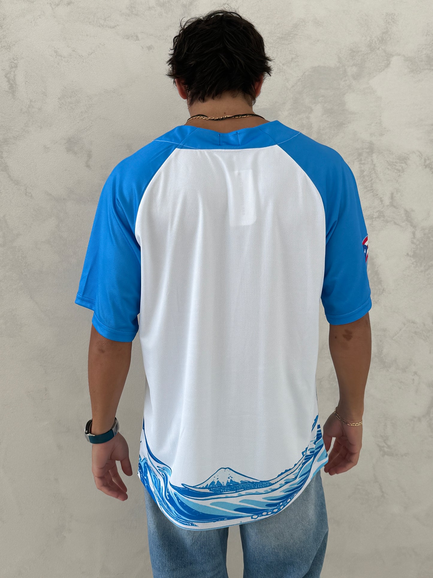 Puerto Rico Baseball Jersey – Boricua Wave Embroidered Button-Up Shirt