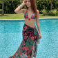 Black Flor Maga Triangle Bikini Set – 2-Piece Side-Tie Swimwear with Removable Pads