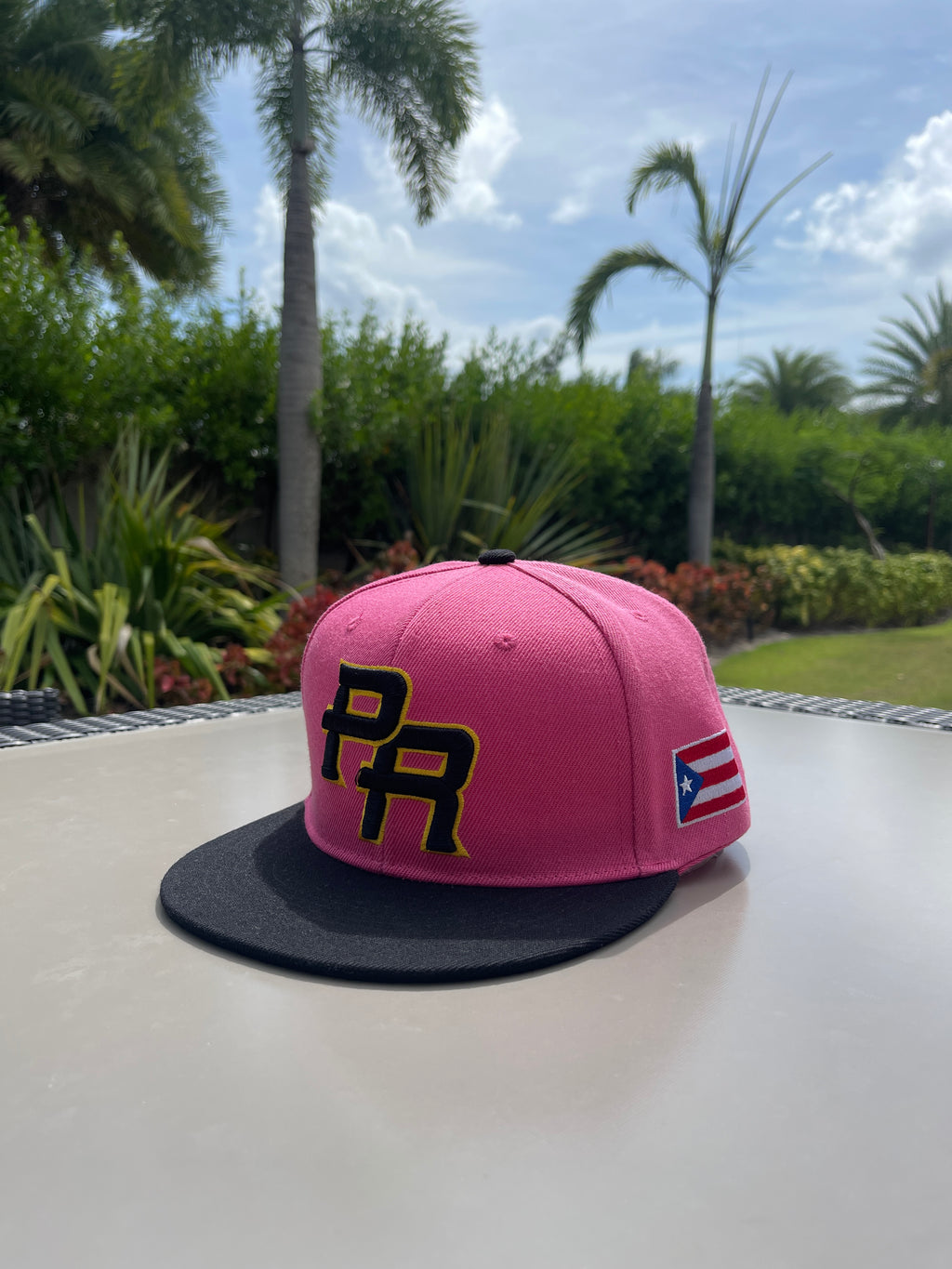Puerto Rico PR Black Pink Flat Brim Snapback Hat – 3D Embroidered Cap