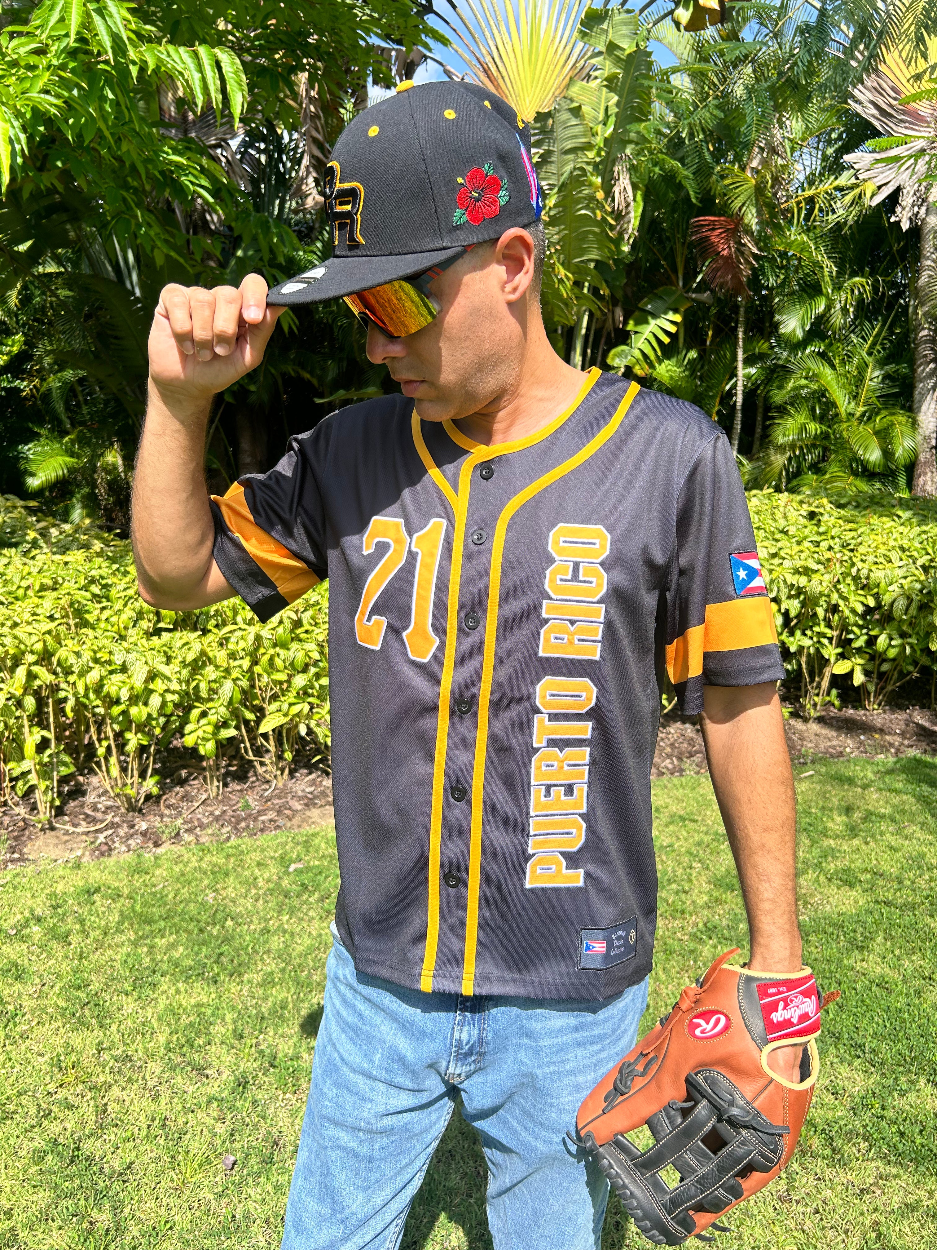 Clemente 21 Puerto Rico Baseball Jersey – 3000 Hits Tribute Button Jersey