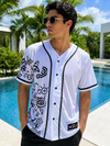 Puerto Rico Taino Jersey – White Baseball Shirt with Black Symbols
