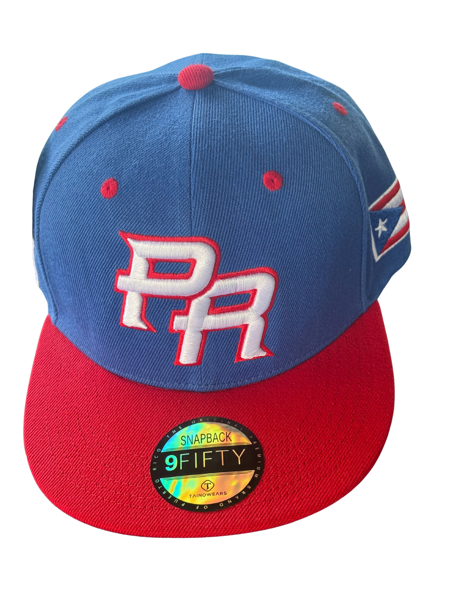 NuevaYol PR Snapback Hat – Flat Brim, Sapo Concho Side Patch Blue Red