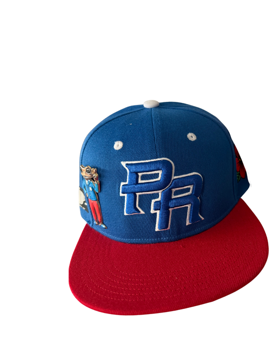 Pinned Edition PR Embroidered Snapback Hat: Sapo Concho Metal Pin - Blue & Red