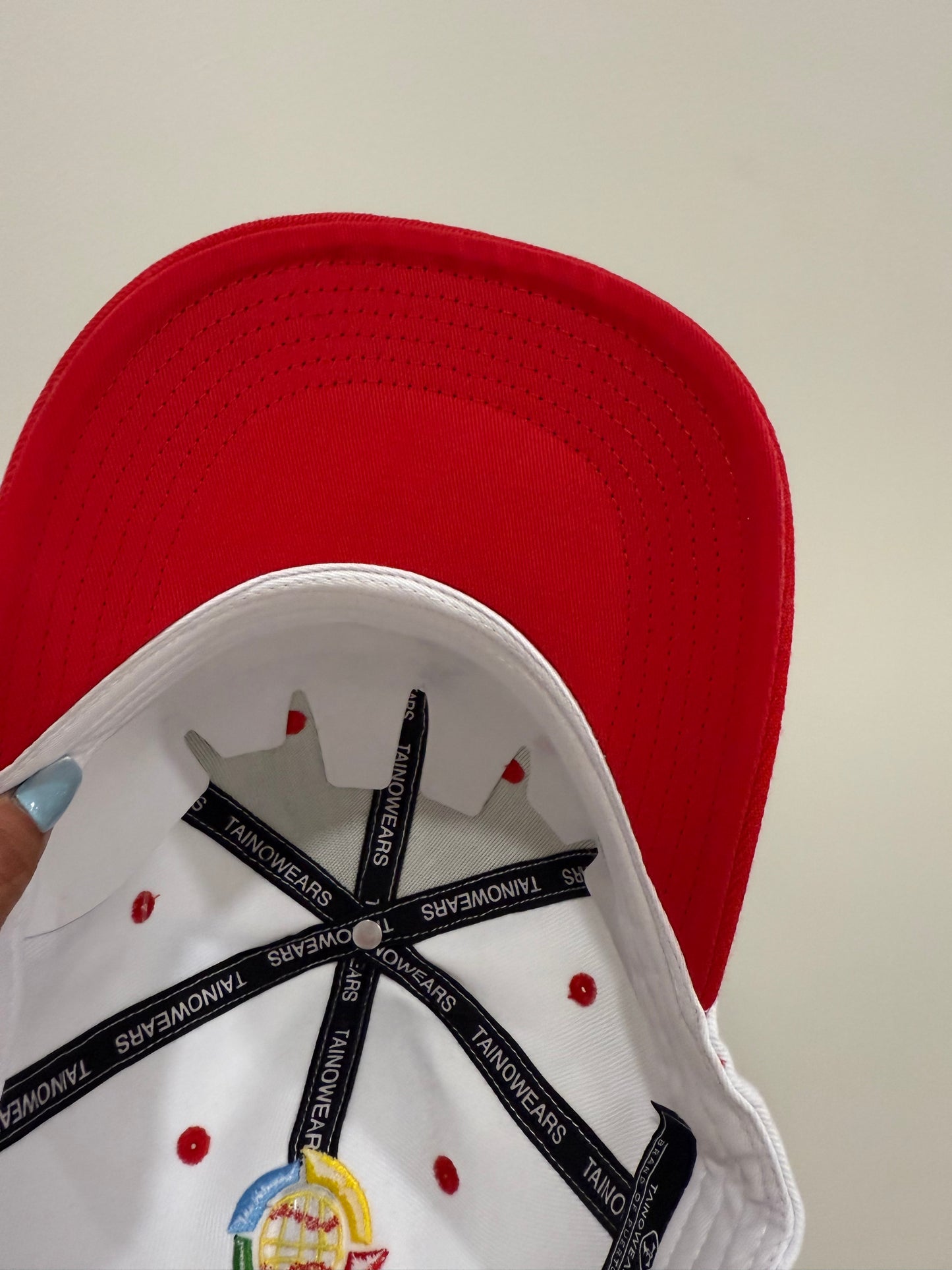 Puerto Rico PR Snapback Hat – Red/White Curved Brim Cap, 3D Embroidery,