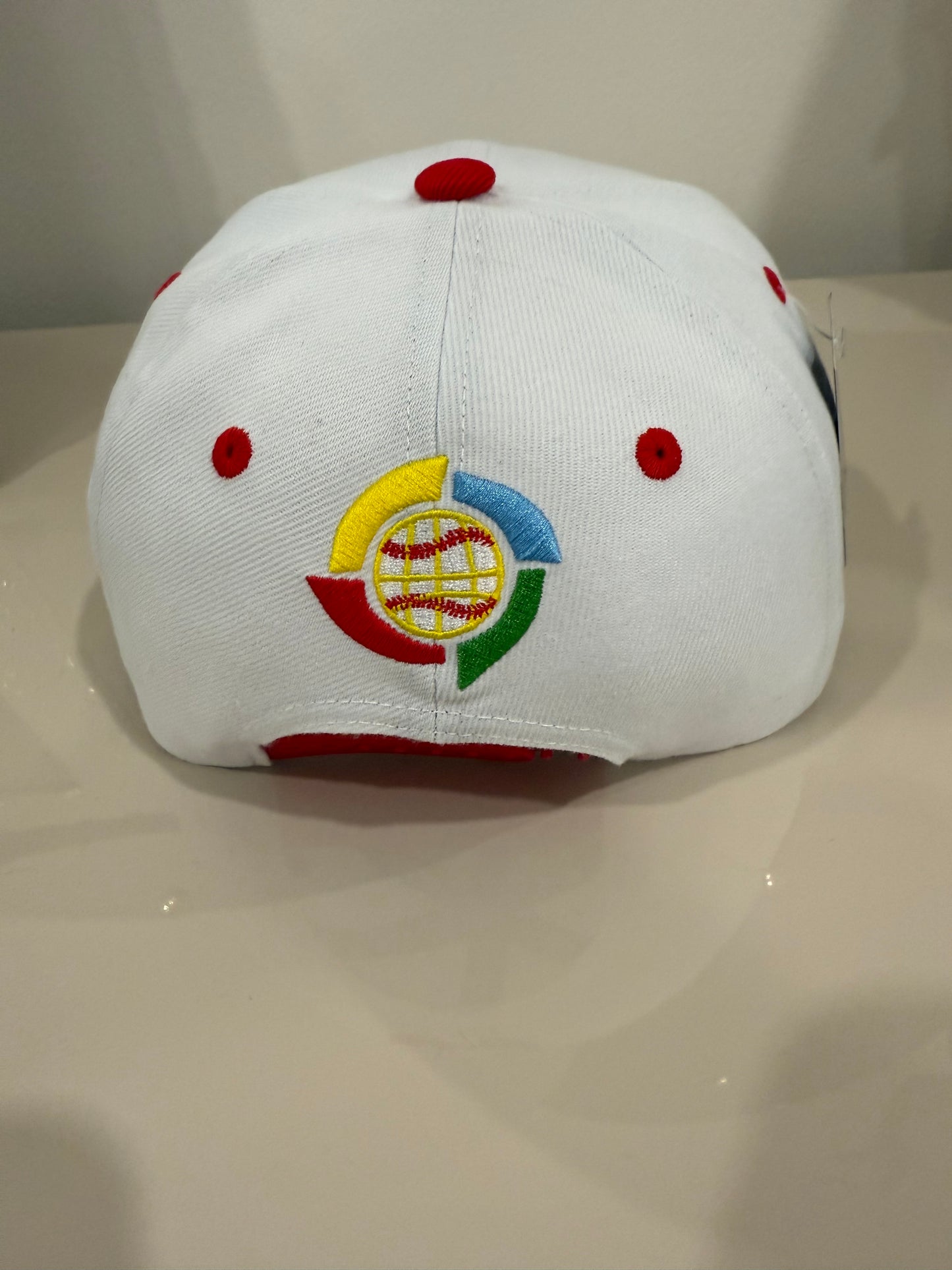 Puerto Rico PR Snapback Hat – Red/White Curved Brim Cap, 3D Embroidery,