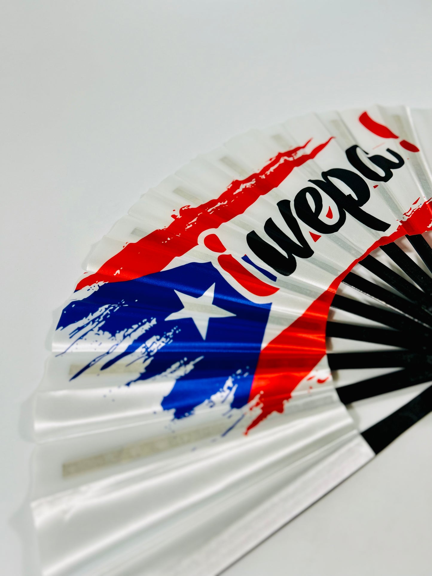 ¡Wepa! Puerto Rico Folding Fan – Premium Nylon & Bamboo | Puerto Rico Colors