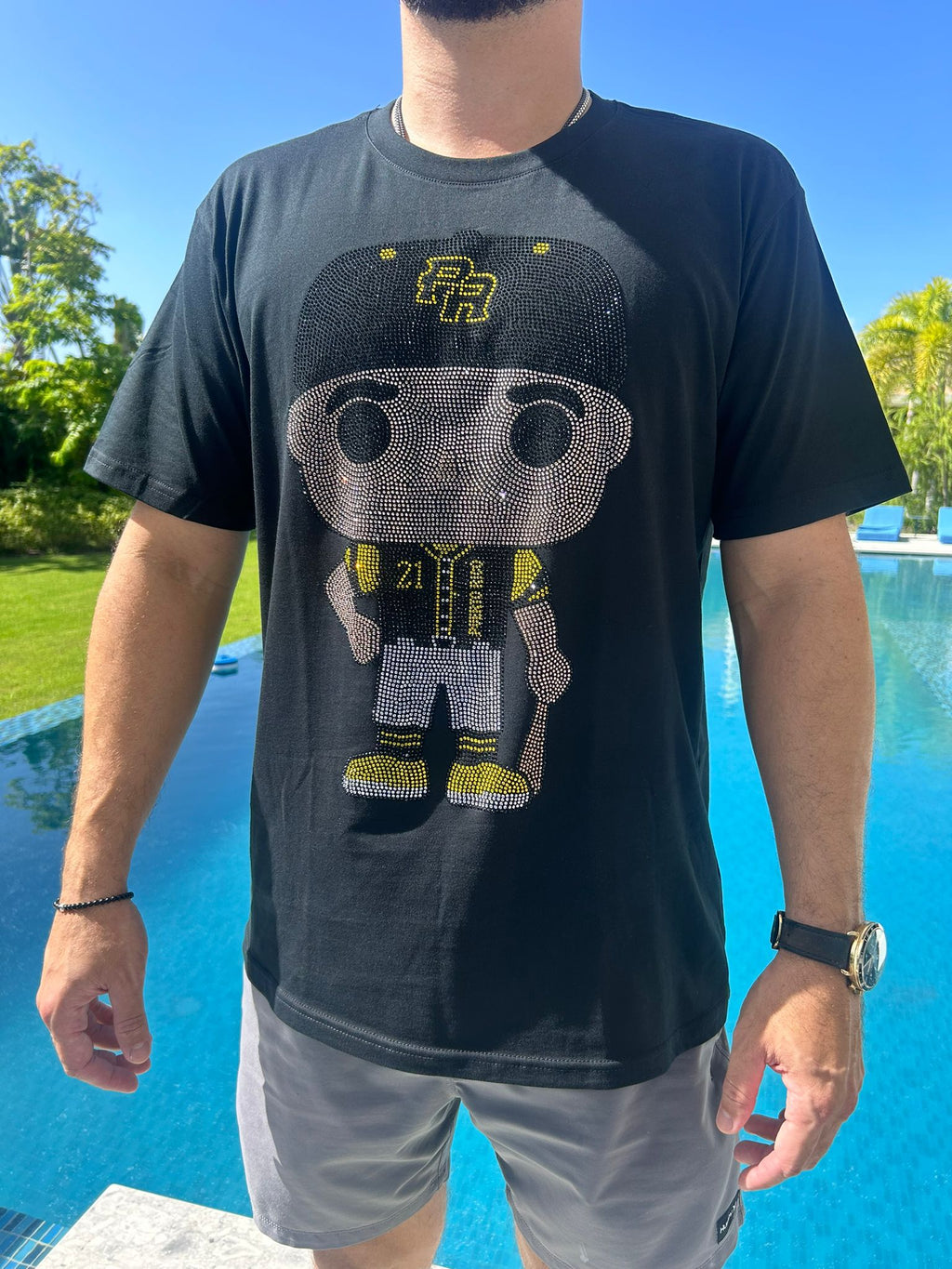 Big Headz 21 PR Rhinestone T-Shirt – Limited Edition Puerto Rico Baseball Tribute