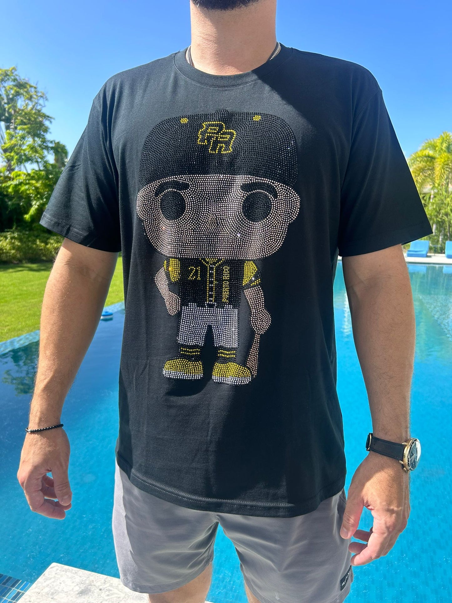 Big Headz 21 PR Rhinestone T-Shirt – Limited Edition Puerto Rico Baseball Tribute