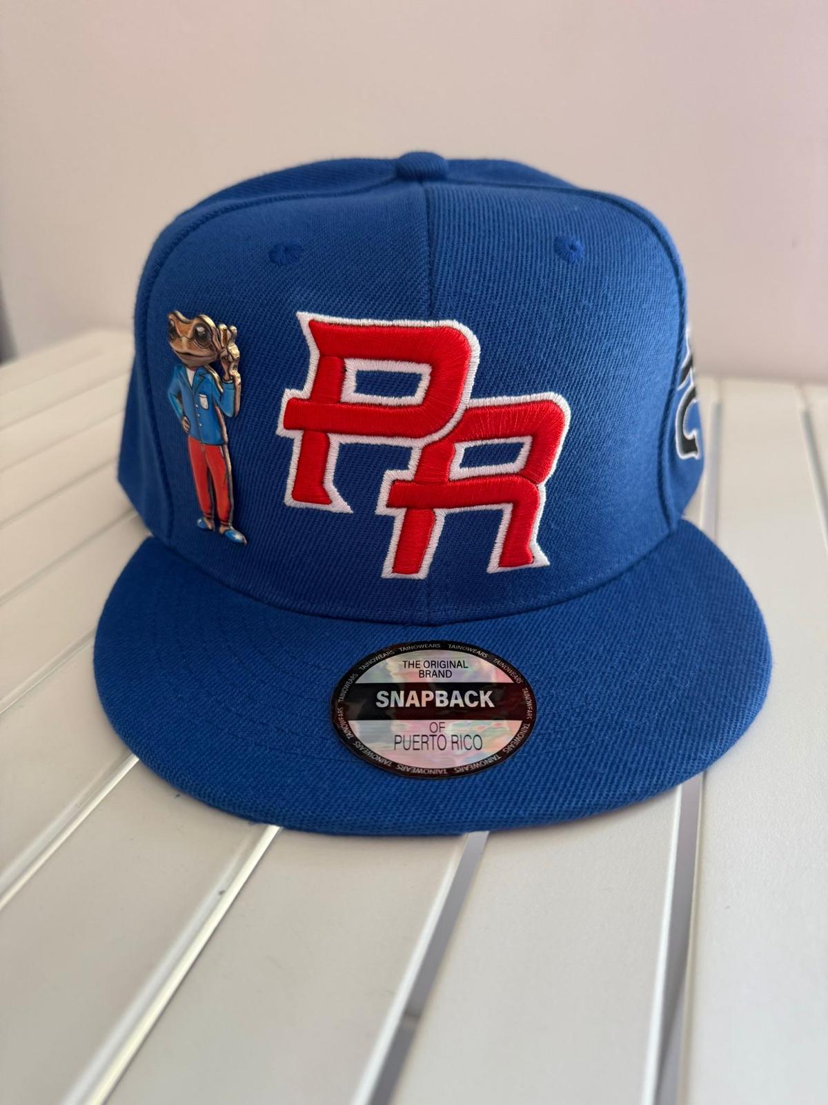 Puerto Rico Snapback Hat – Pinned Metallic PR Cap with Sapo Concho Patch | Tainowears®