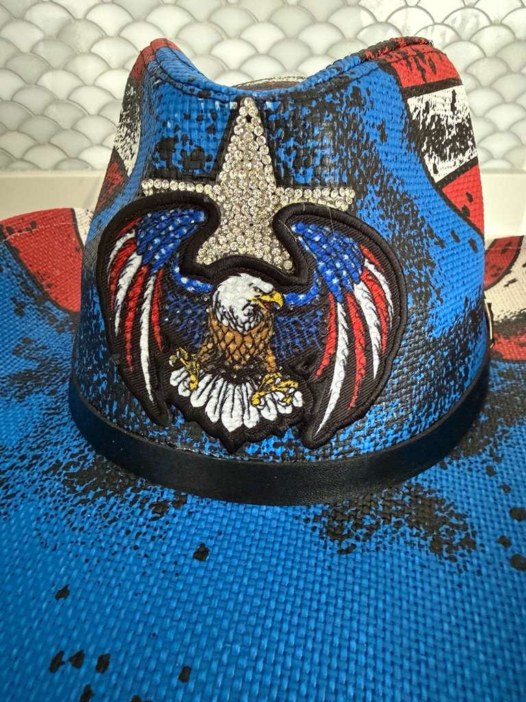 American Eagle Rhinestone Cowboy Hat – Patriotic Western Festival Hat
