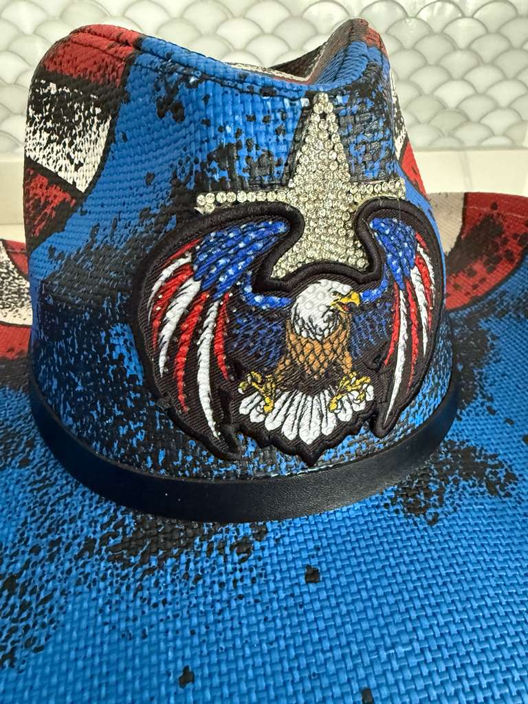 American Eagle Rhinestone Cowboy Hat – Patriotic Western Festival Hat