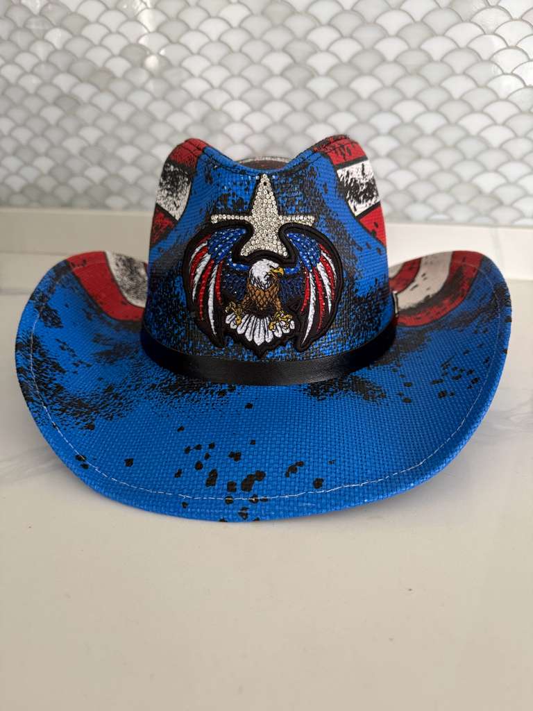 American Eagle Rhinestone Cowboy Hat – Patriotic Western Festival Hat