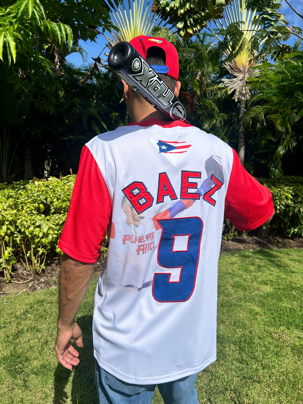 Puerto Rico Baez 9 Baseball Jersey – Fan Version Button Jersey