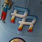 Metallic Sapo Concho Snapback Hat – Light Blue “PR” Gradient Embroidery
