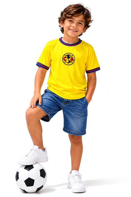 Mexico Golden Spirit Kids Jersey – Yellow Polyester Youth Shirt  Description