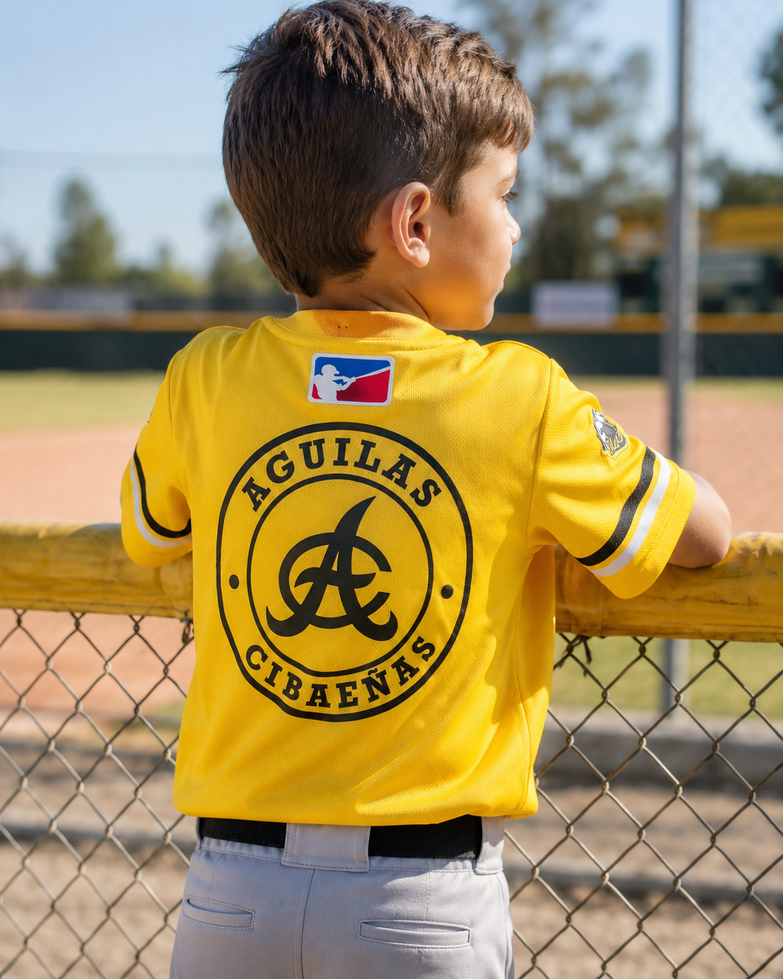Aguilas Kids Baseball Jersey – Dominican Republic Yellow Youth Shirt